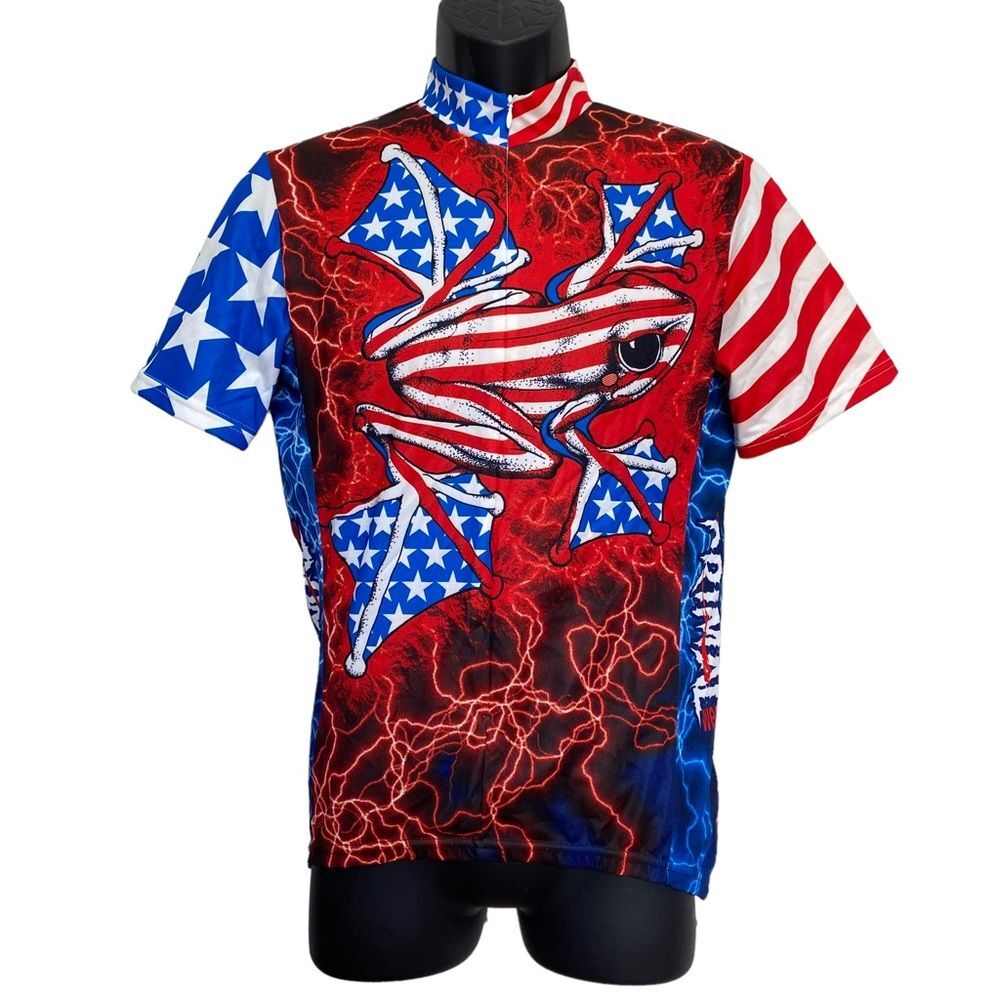 Primal Wear Frog American Flyer Cycling Jersey Mens M USA Stars Stripes